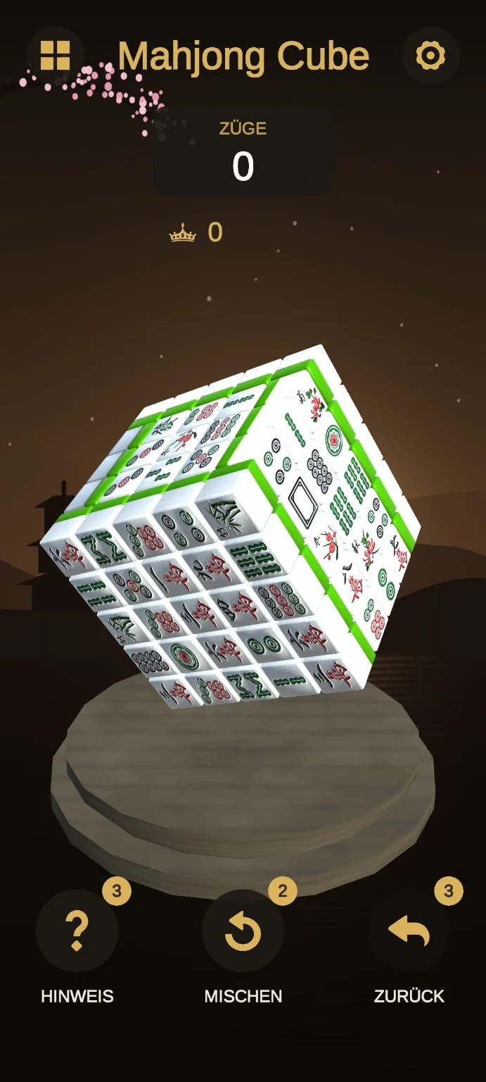 Mahjong Cube auf dem Smartphone mit drehbarem Mahjong-Würfel